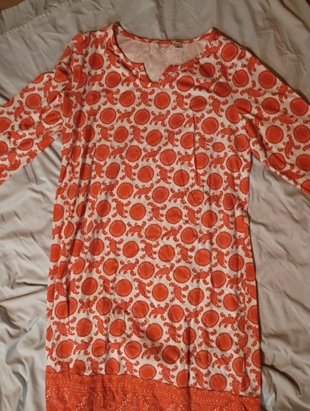 Liz Claiborne Cream and Orange Printed Dress 14/16